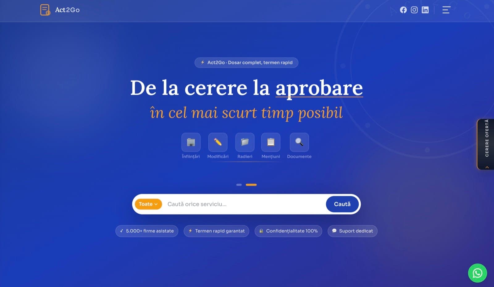 Act2Go — Act2Go — Site de prezentare pentru servicii ONRC