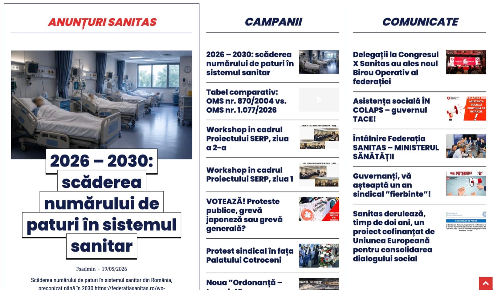 Federația Sanitas din România — Federația Sanitas — Platformă digitală pentru membrii sindicali și parteneriate enterprise