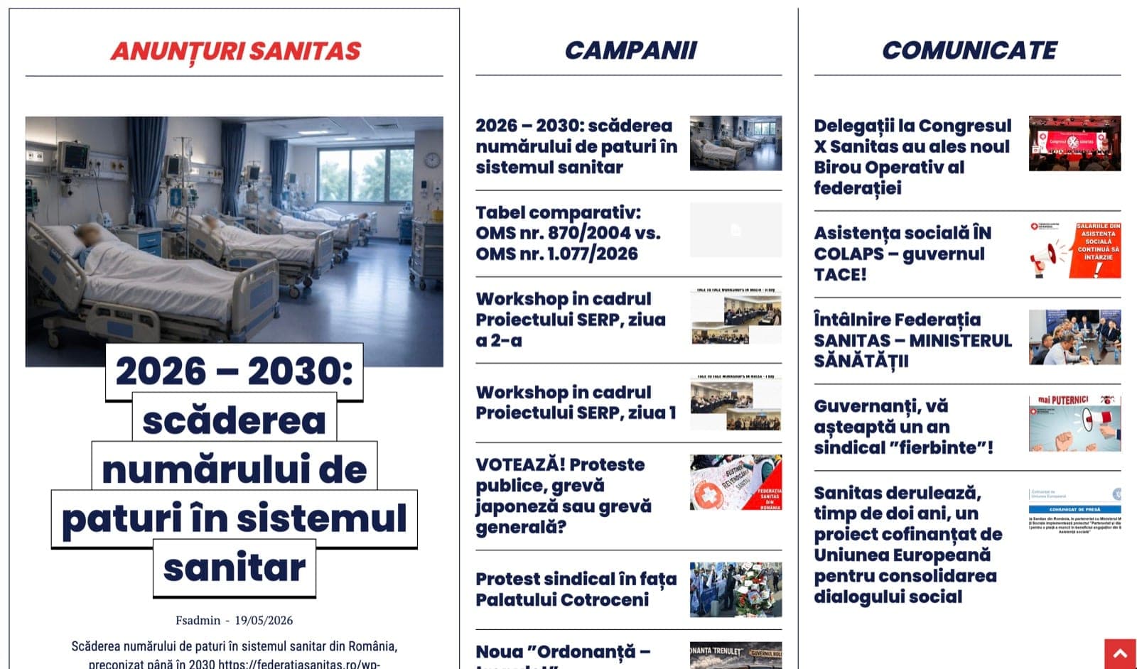 Federația Sanitas din România — Federația Sanitas — Platformă digitală pentru membrii sindicali și parteneriate enterprise